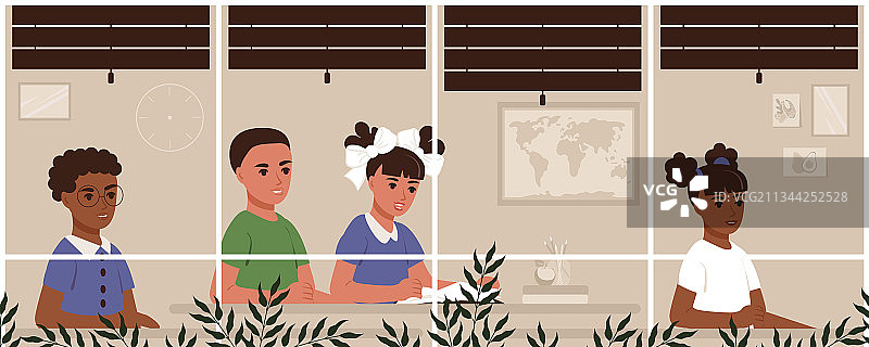 国际学校儿童课堂学习场景图片素材