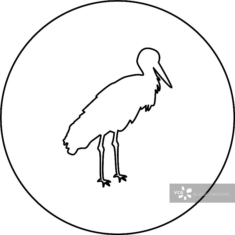 站立的鹳、鹤、鹭鸟剪影图片素材