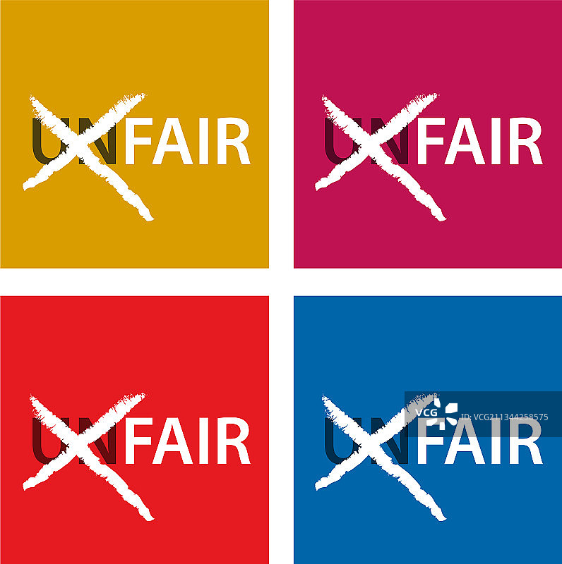 将字母U和N从不公平的“unfair”中抛出，变为公平的“fair”图片素材