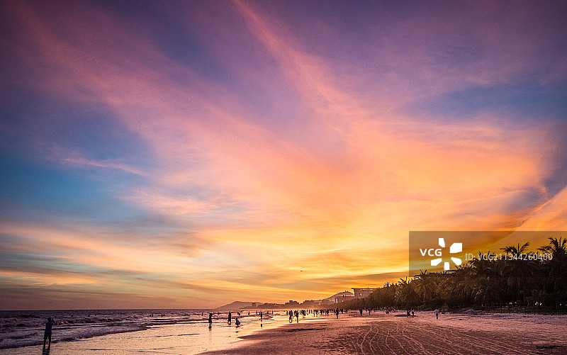 海滩晚霞图片素材