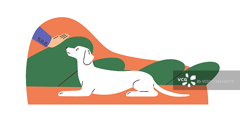 人手示意狗躺下图片素材