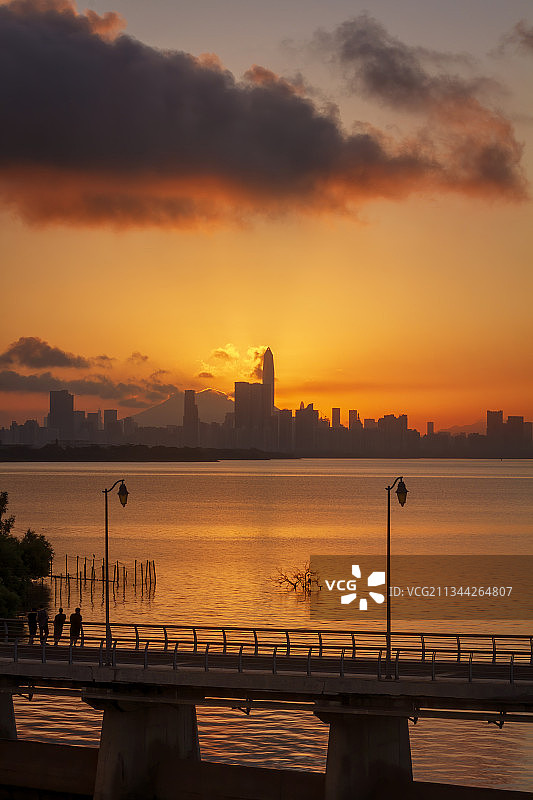 深圳湾朝霞图片素材