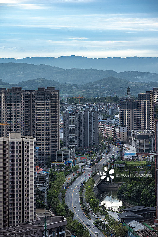 城市朝霞风光图片素材