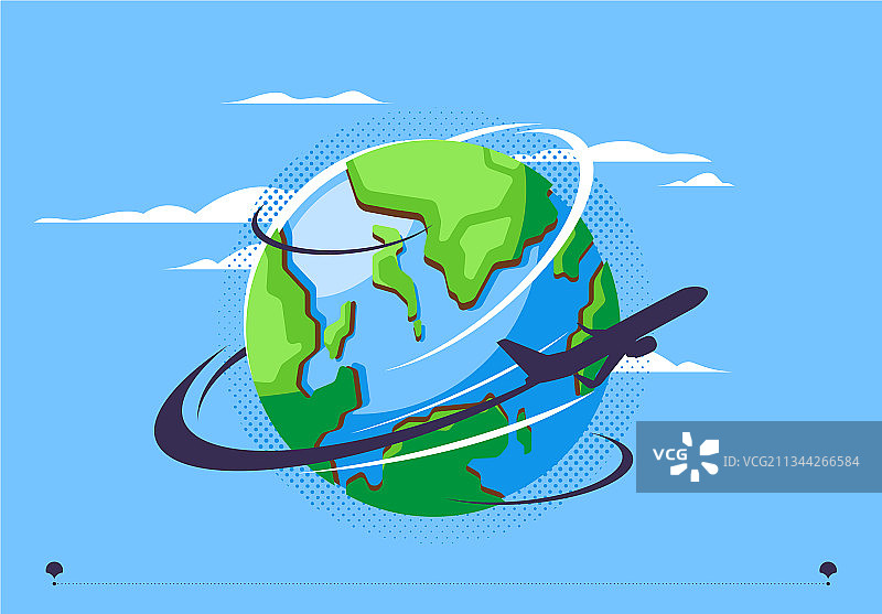 飞机环绕星球剪影图片素材