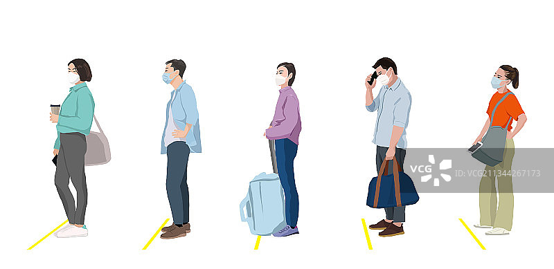 戴上口罩 排好队图片素材