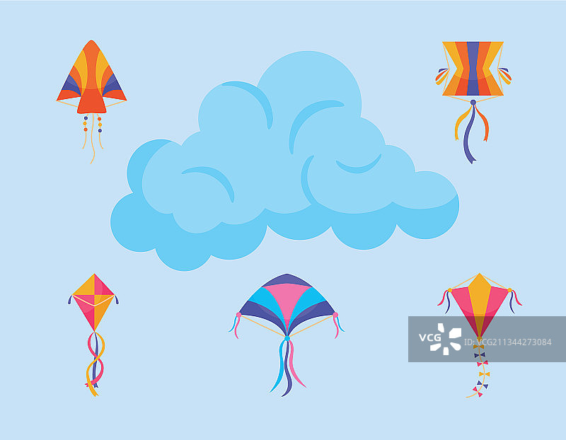 带云的风筝图标合集图片素材