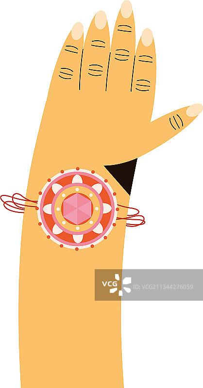 戴着拉克沙班丹手链的手图片素材