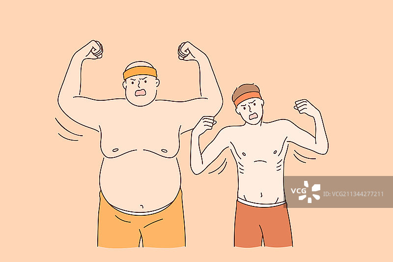 体型胖瘦的运动员概念图片素材