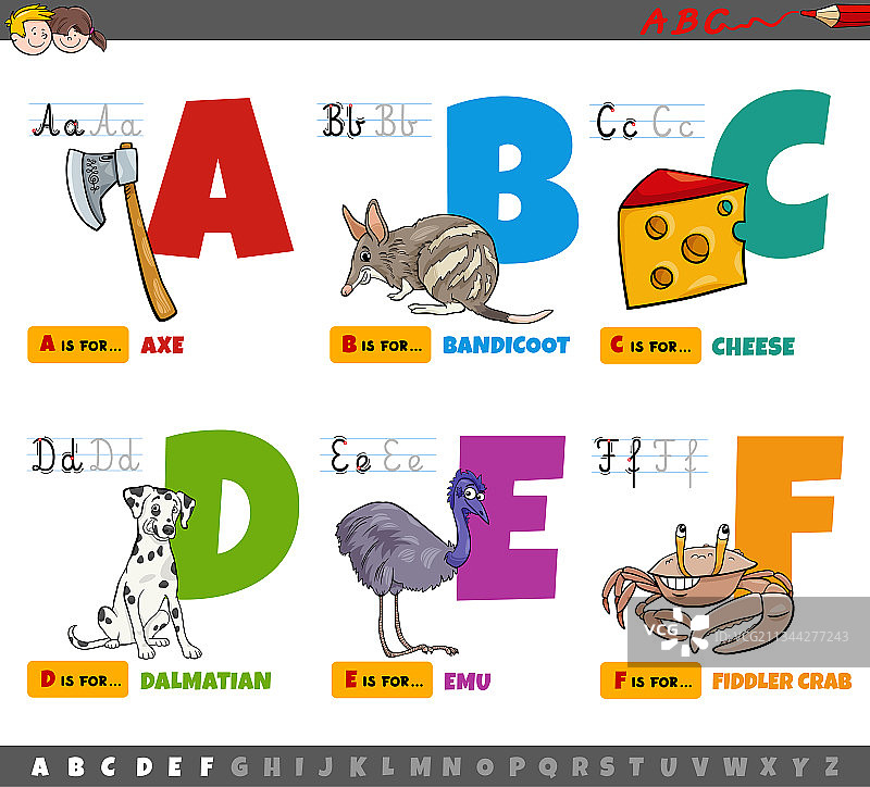 儿童教育卡通字母图片素材