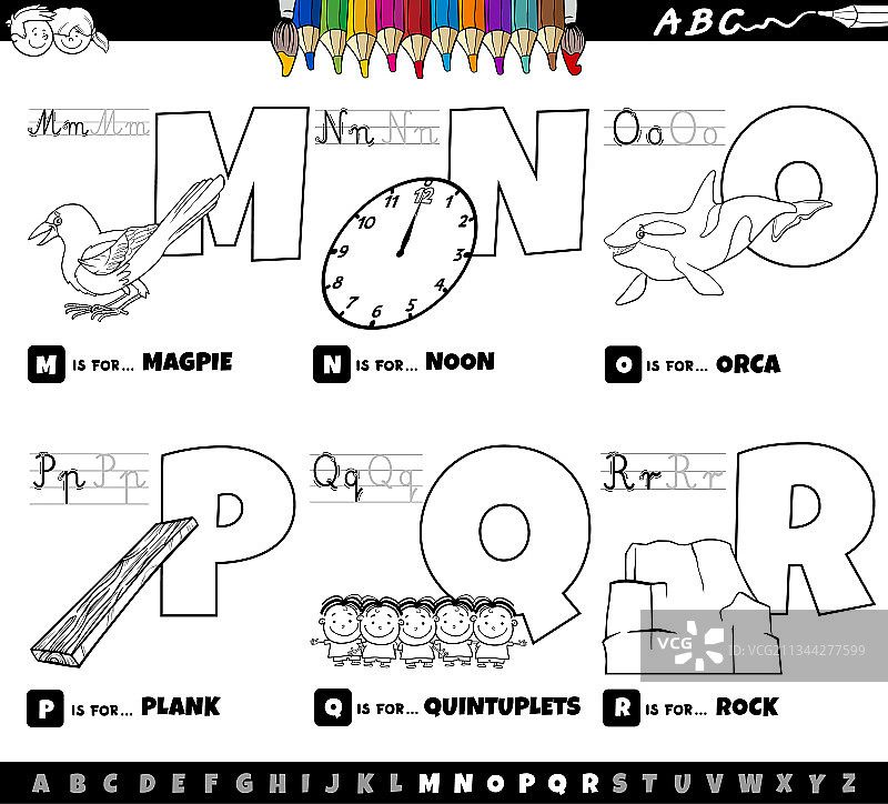 从M开始的教育卡通字母表图片素材