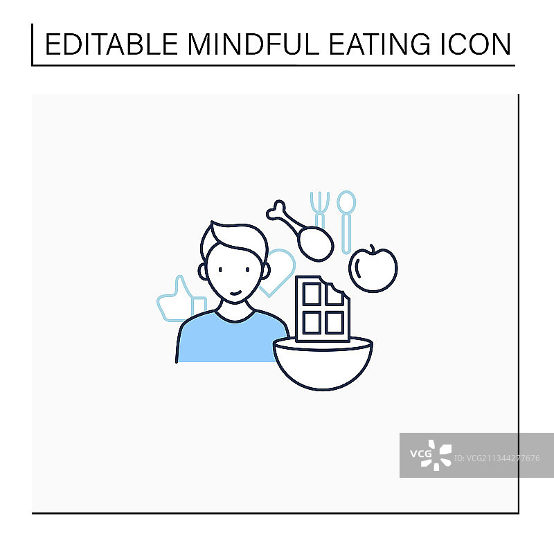 正念饮食线性图标图片素材