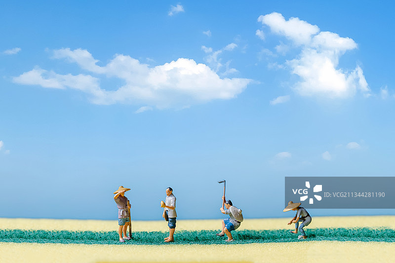 微缩摄影田地里耕作的场景图片素材