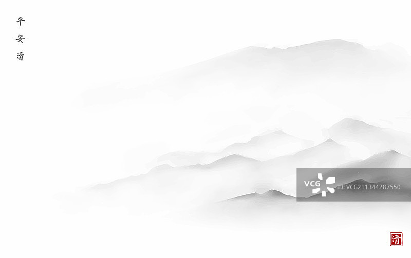 水墨东方山水远景图片素材