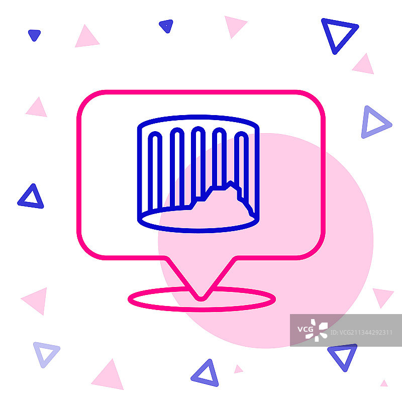 白色背景上的古老细线柱子图标图片素材