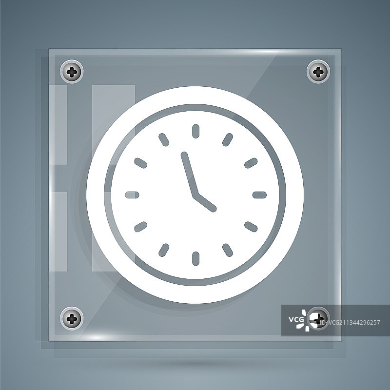 灰色背景上的白色时钟图标图片素材