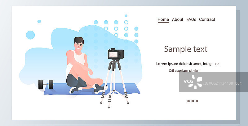 男健身教练录制视频博客图片素材