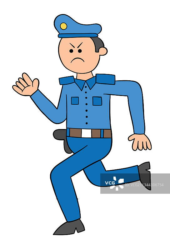 卡通警察生气地奔跑图片素材