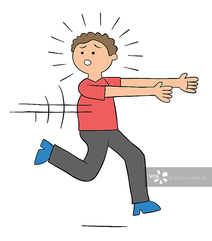 害怕逃跑的卡通男人图片素材