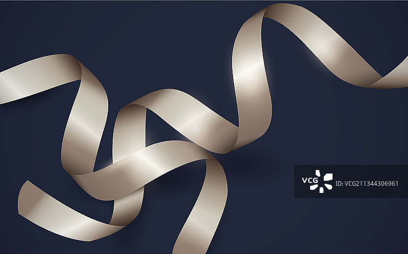 蓝色背景上的金色丝带图片素材