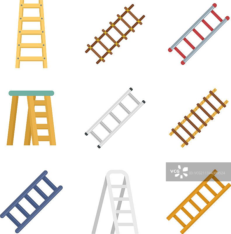 扁平风格的阶梯图标集图片素材