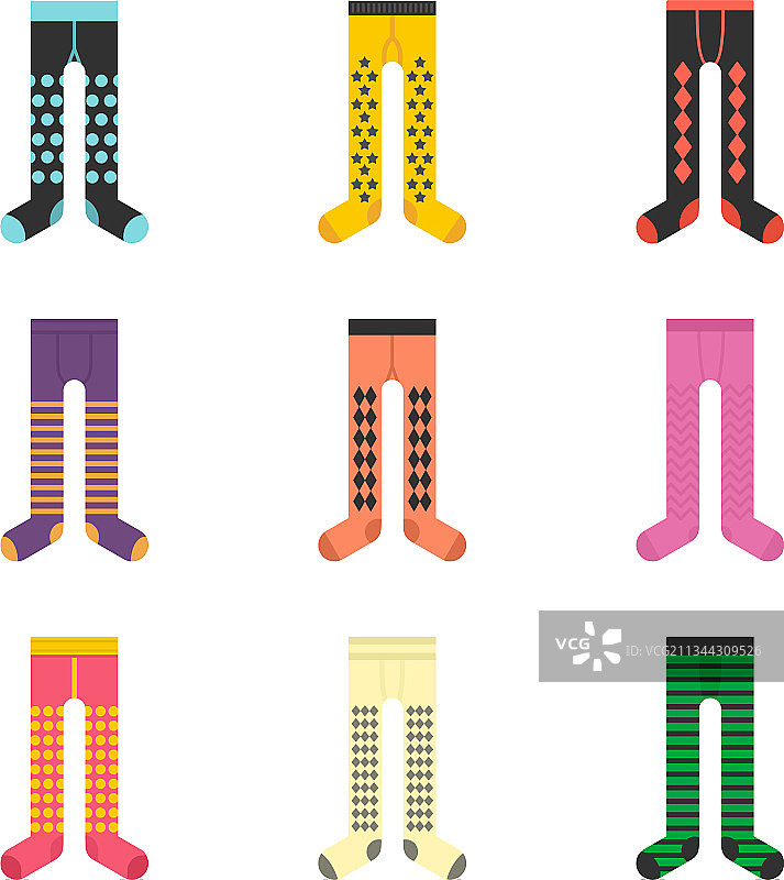 紧身裤图标集（扁平风格，已隔离）图片素材