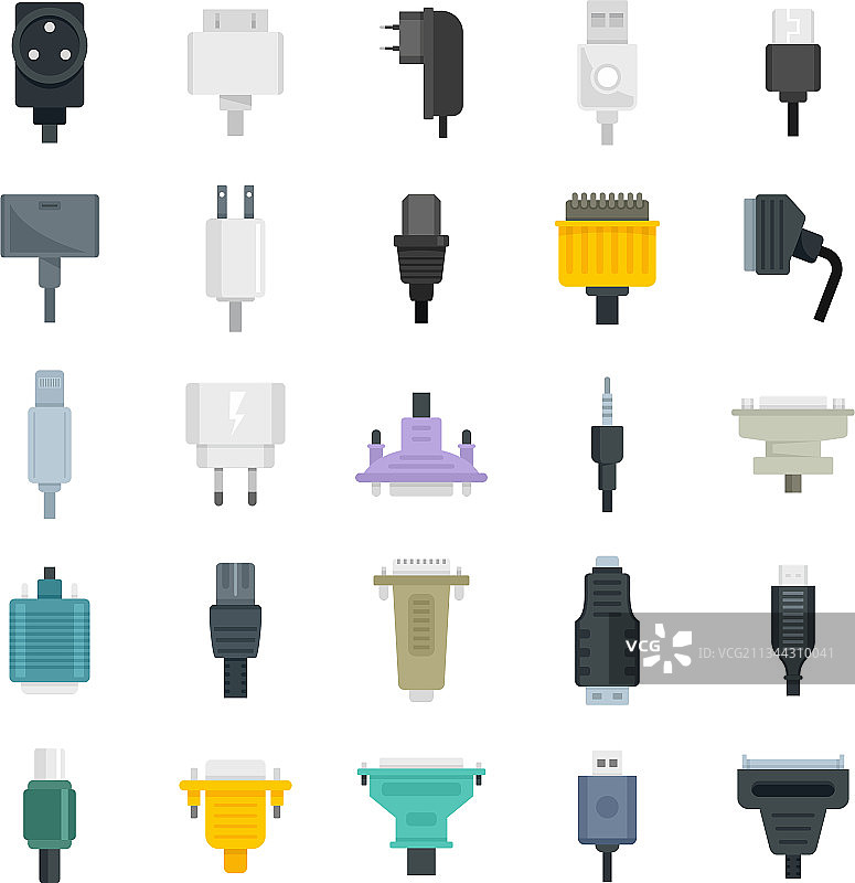 适配器扁平图标集图片素材