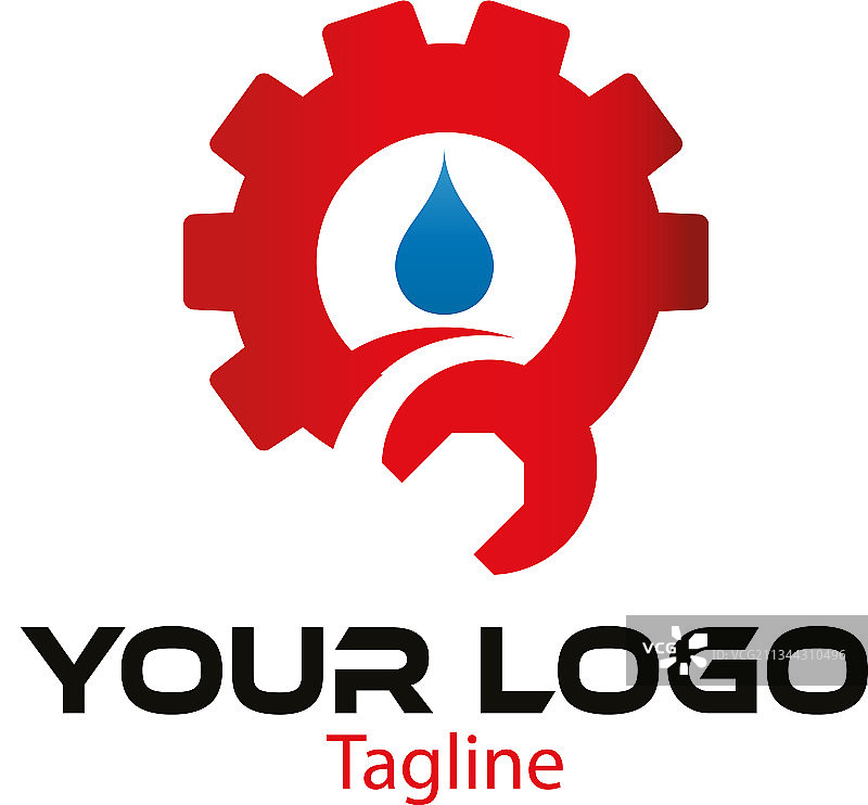 齿轮扳手和水logo设计模板图片素材