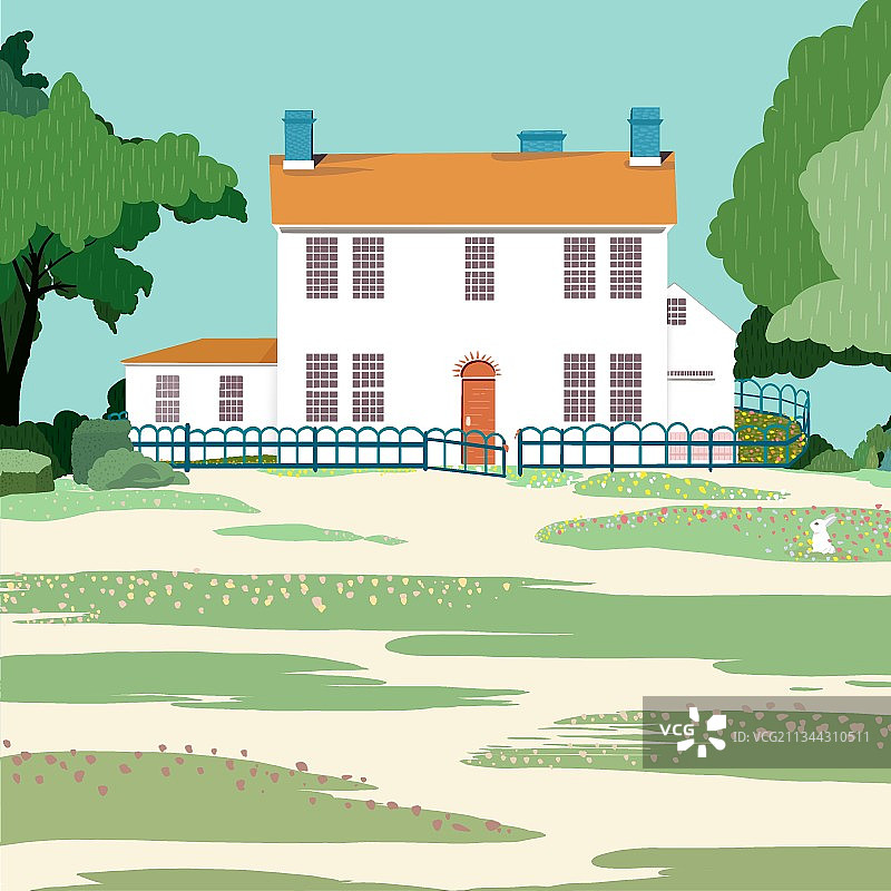 扁平风建筑场景风景插画图片素材