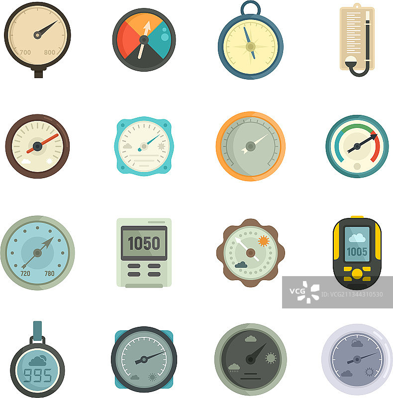 气压计图标扁平隔离设置图片素材