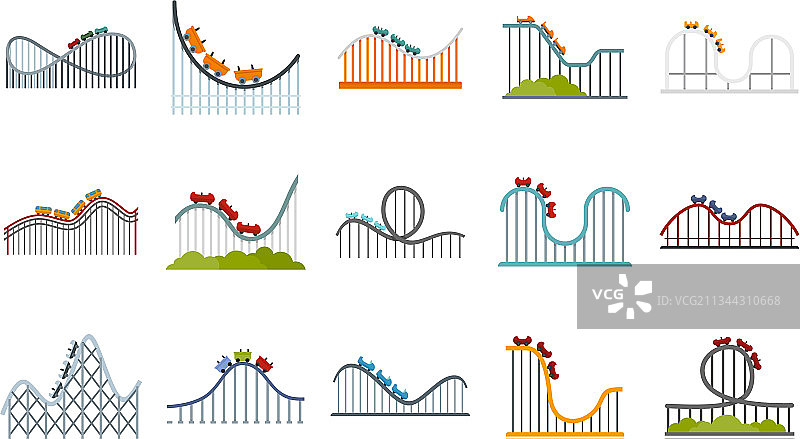 过山车图标扁平设计合集图片素材