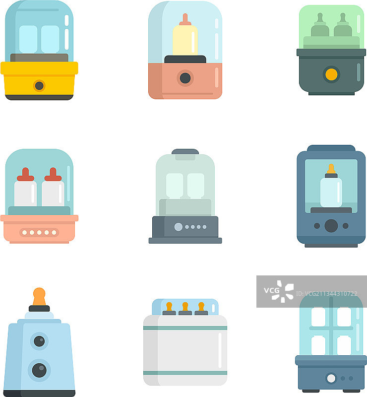 奶瓶消毒器图标扁平化设计图片素材