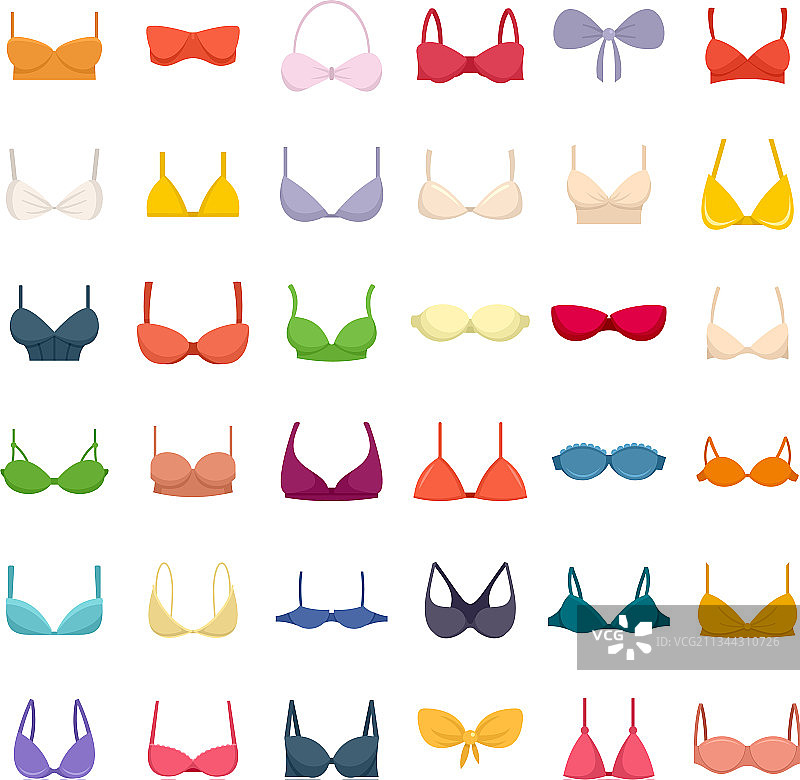 胸罩图标扁平风格合集图片素材