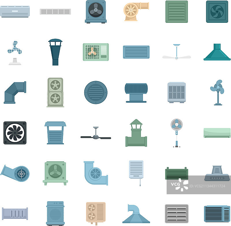 通风图标设置平面隔离图片素材