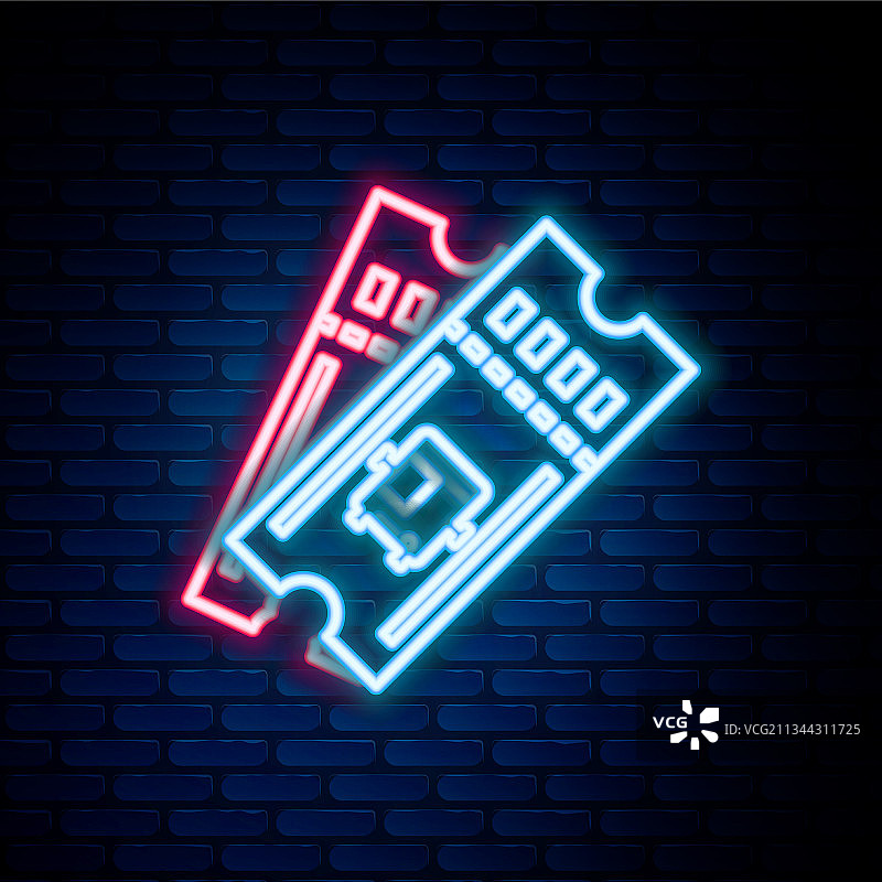 发光霓虹线公交车票图标图片素材