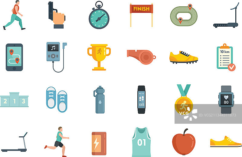 奔跑图标集（扁平风格）图片素材