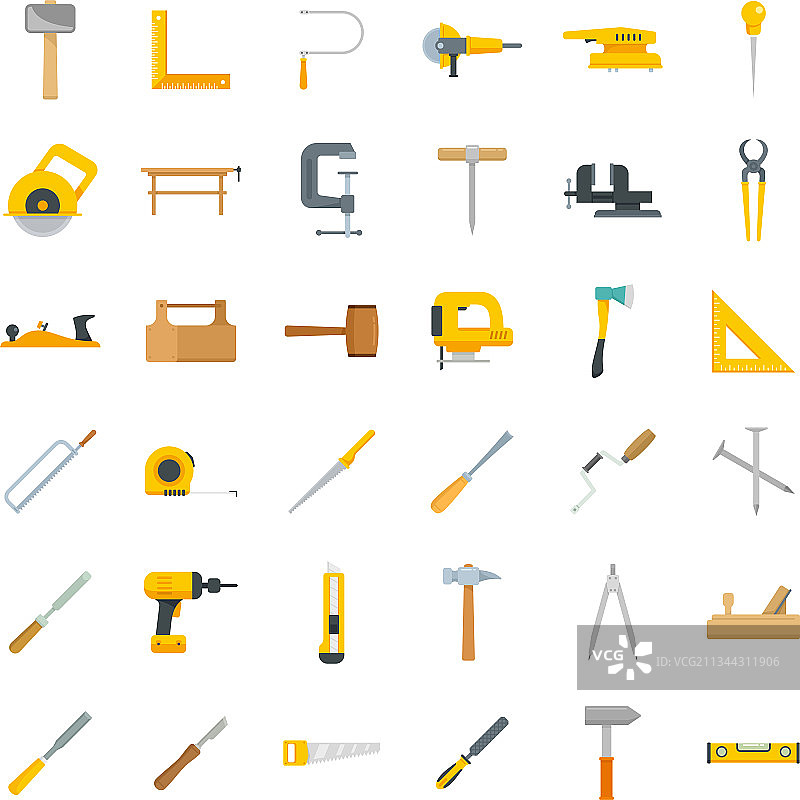 木匠工具图标平面图图片素材