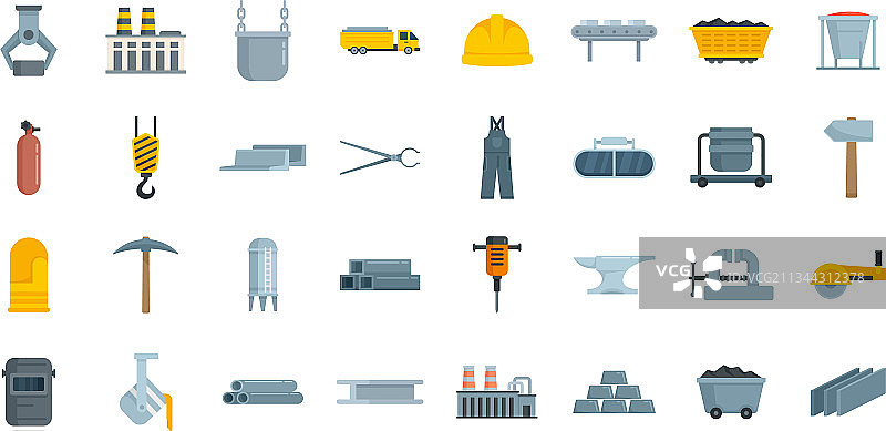 冶金图标扁平化设计图片素材