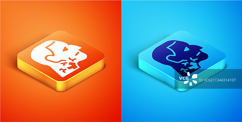 2.5D橙色背景上的咽喉癌图标图片素材