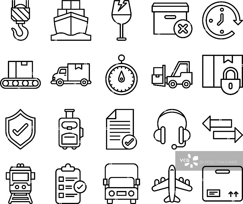 运输和交付线性图标图片素材