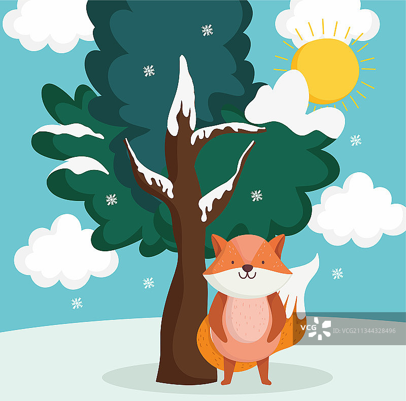 可爱狐狸冬日图片素材