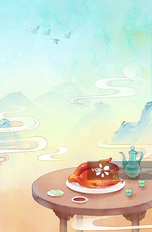 秋天节气丰收贴秋膘黄叶国风美食图片素材