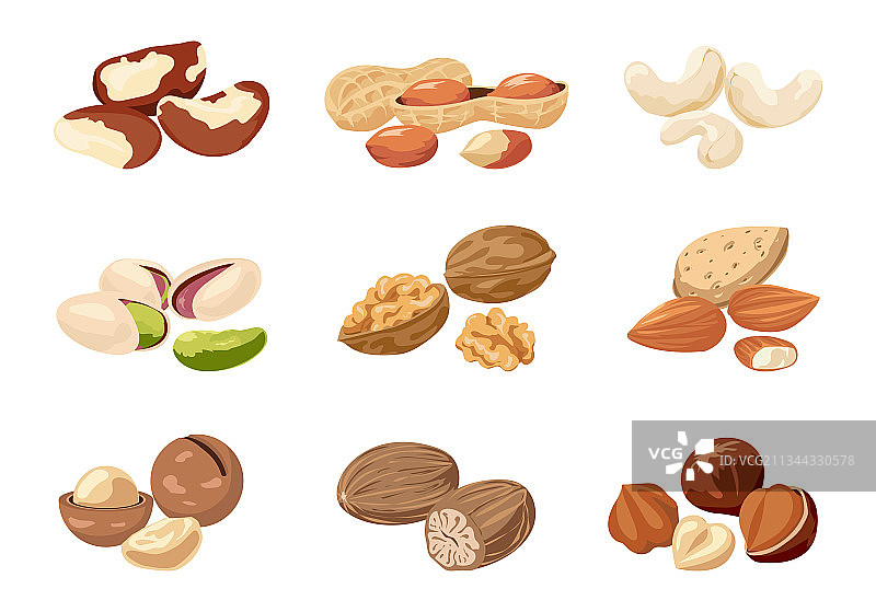 卡通坚果腰果和带壳花生图片素材