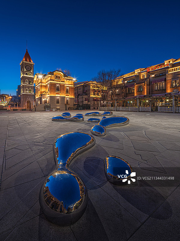 意式风情街夜景图片素材