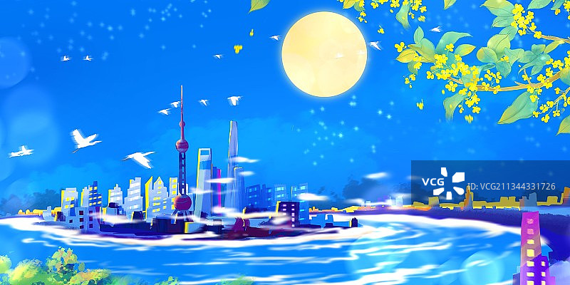 中国风上海中秋节图片素材