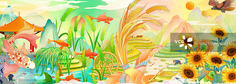 中国风风景插画图片素材