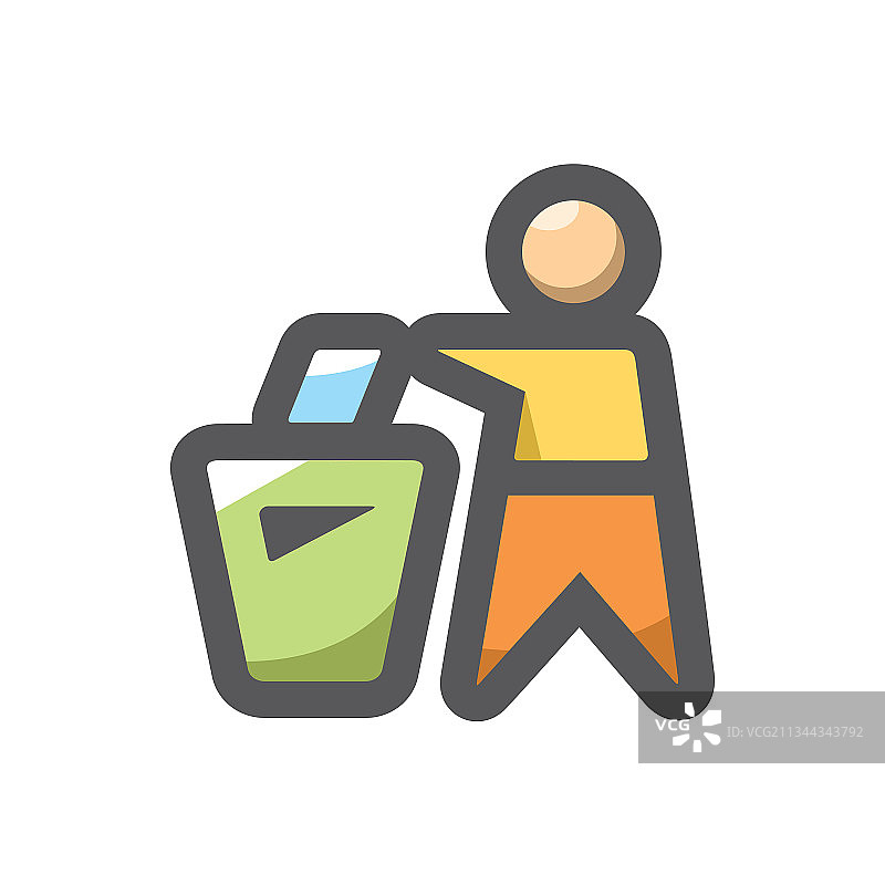 垃圾桶人物卡通图标图片素材