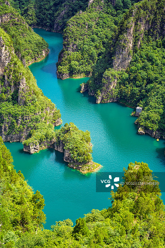 亚洲中国河南省焦作市修武县峰林峡自然风光航拍视角图片素材