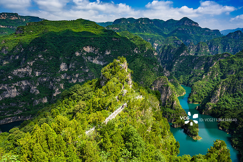 亚洲中国河南省焦作市修武县峰林峡自然风光航拍视角图片素材