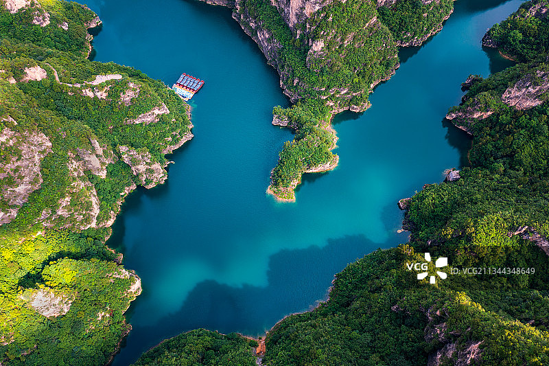 亚洲中国河南省焦作市修武县峰林峡自然风光航拍视角图片素材