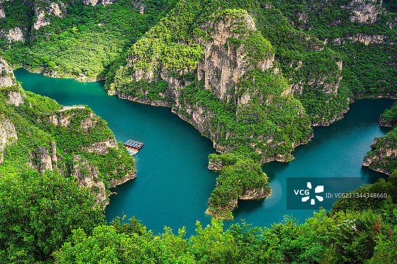 亚洲中国河南省焦作市修武县峰林峡自然风光航拍视角图片素材